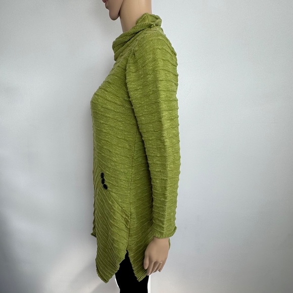 HABITAT 100% Cotton Asymmetric Hem Tunic Sweater Artsy Fairy Boho Green Size M - Picture 5 of 10